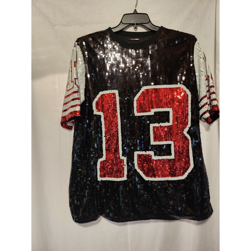 Fashion Nova,Black & Red Sequined,Jersey Shirt/Dress #13,Taylor Swift Inspired